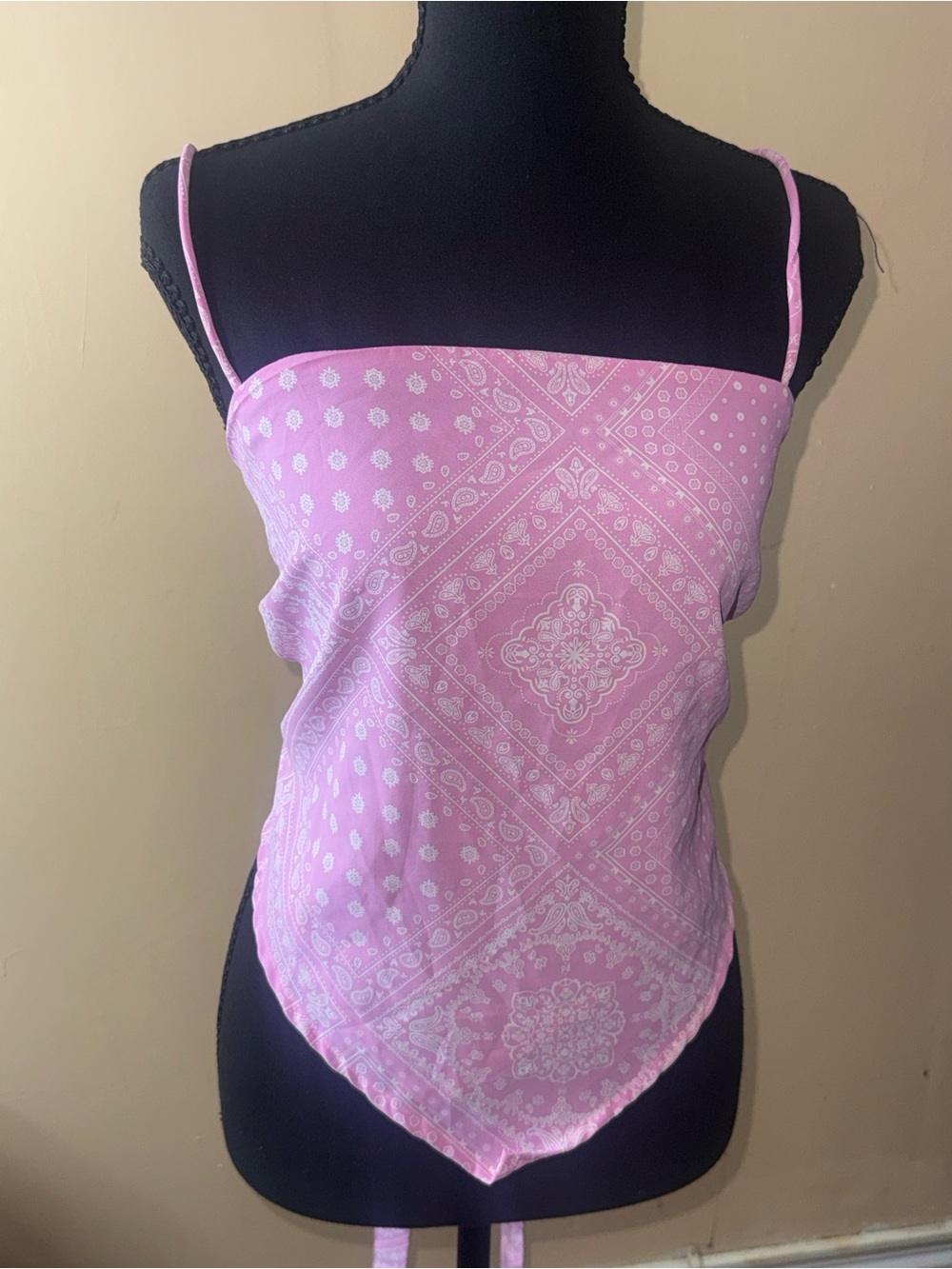 Fashion Nova Pink Bandana-Print Handkerchief Cami